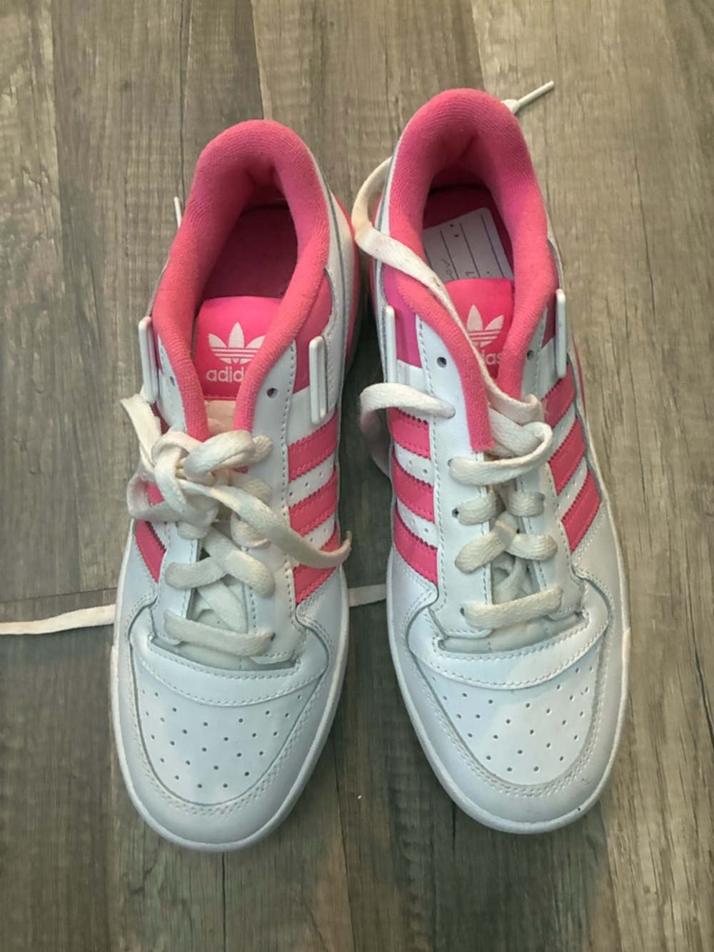 adidas White Sneakers with Pink Details